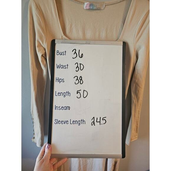 Free People FP Beach Iris Body Con Ivory Long Sleeve Maxi Dress Size Small - Picture 10 of 10